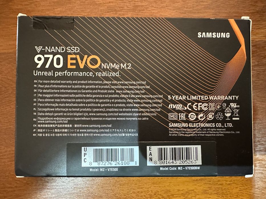 Samsung 500GB 970 EVO Nvme M2 SSD накопитель