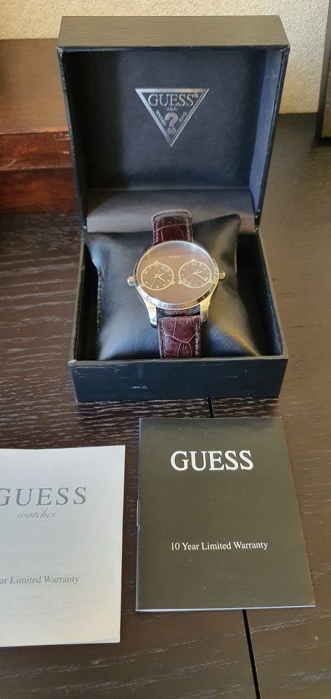 Ceas Guess dual time 2 cadrane curea piele stare f buna