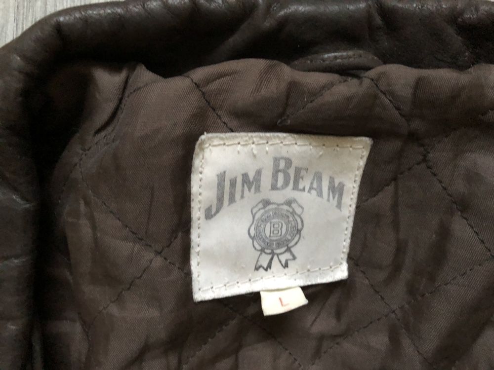 Geaca Piele Naturala Barbati JIM BEAM Jacheta Casual | Marime L (Maro)