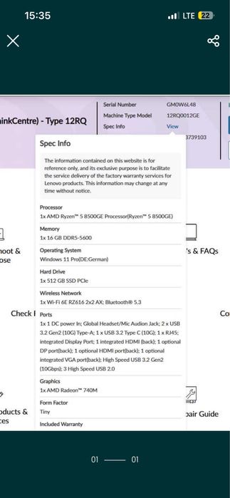 mini pc lenovo m75q generati 5