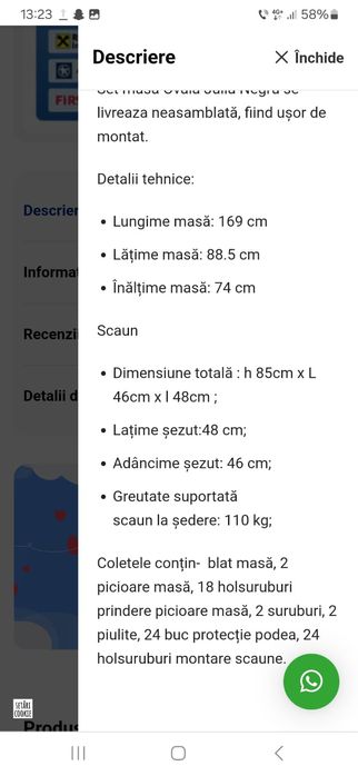 Vând masa cu 6 scaune