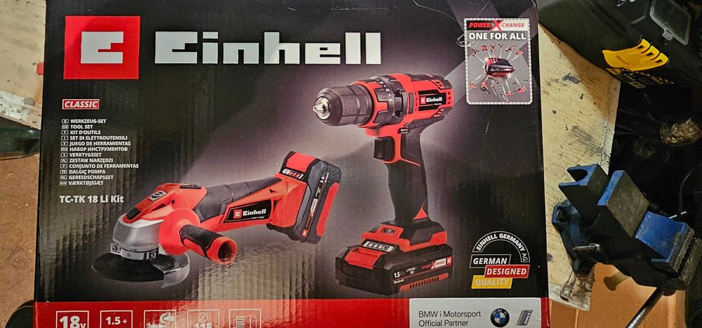 Einhell комплект винтоверт ъглошлайф