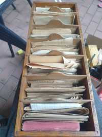 Organizator arhiva vintage lemn,1940,cu documente ingineresti