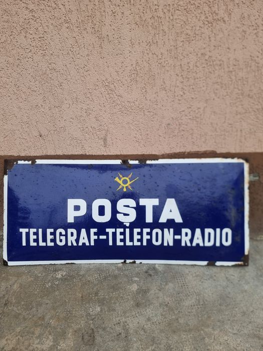 Tablă emailată ,,Poșta telegraf-telefon-radio