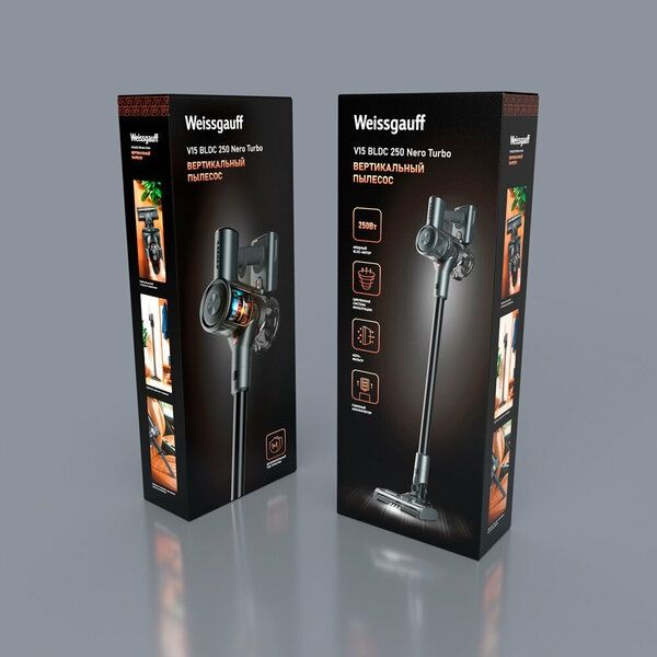 Вертикальный беспроводной пылесос Weissgauff V15 BLDC 250 Nero Turbo