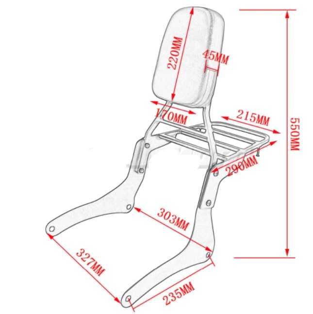 Suport/spatar Sissybar moto Kawasaki Vulcan VN900 cu portbagaj