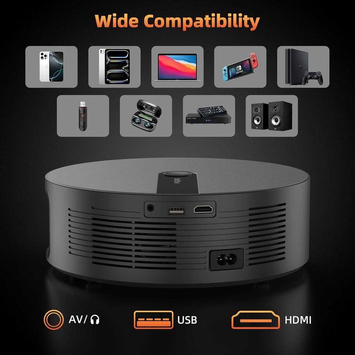 Видеопроектор, блютуз,файфай,HDMI,электрофокус,пульт (новый)