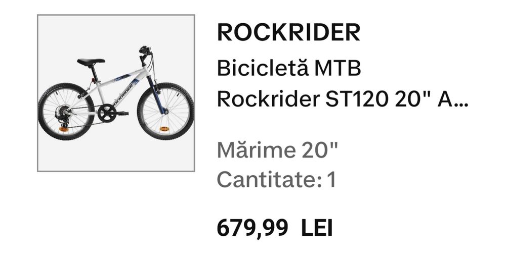 Bicicleta copii MTB Rockrider ST 120