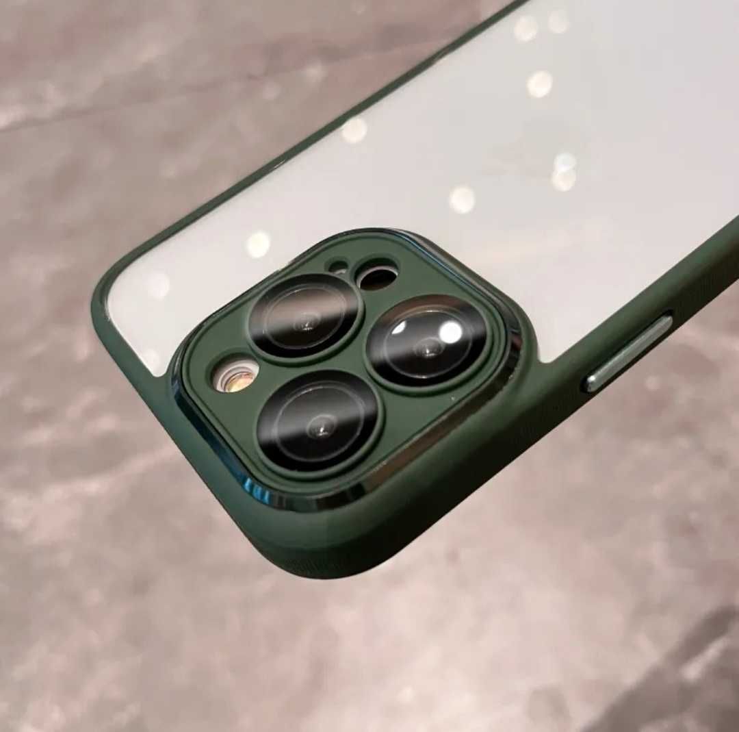 Husa iPhone 13 Pro Max - Protectie Camera Full Verde Roz Albastru
