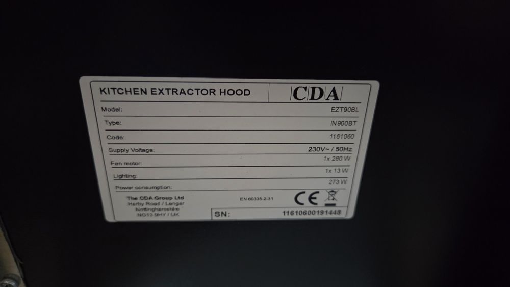 Абсорбатор  CDA EZT90BL 90см