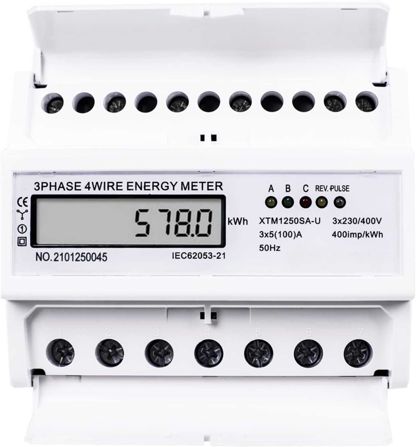 Contor trifazic de energie cu afisaj LCD, 100 A