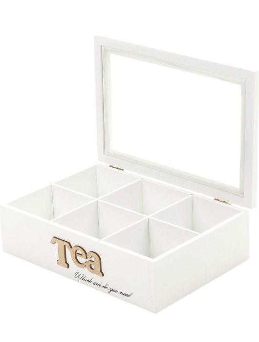 Дървена кутия за чай с 6 отделения