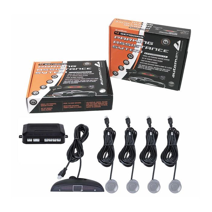 Senzori parcare Automax cu afisaj si semnalare acustica , 4 senzori argintii