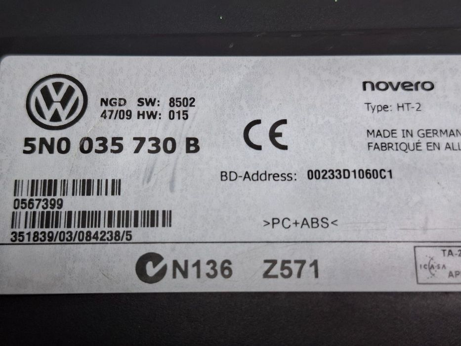 Modul bluetooth VOLKSWAGEN TOUAREG 7LA, 7L6, 7L7 2002 - 20132.5 R5 TDI BAC, BPE 5N0035730B