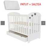 Patut lemn cu sertar si saltea de cocos