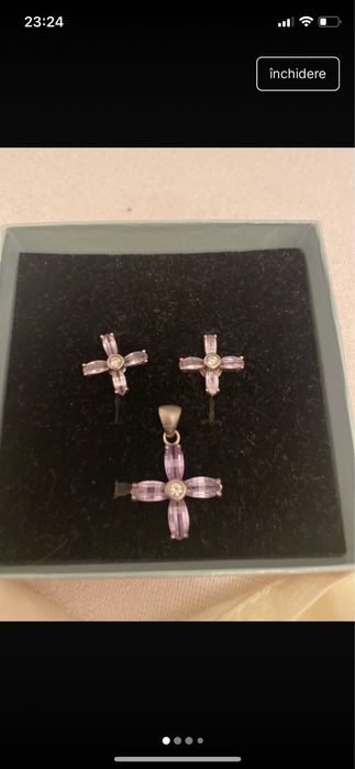 Set de argint cu piatra mov