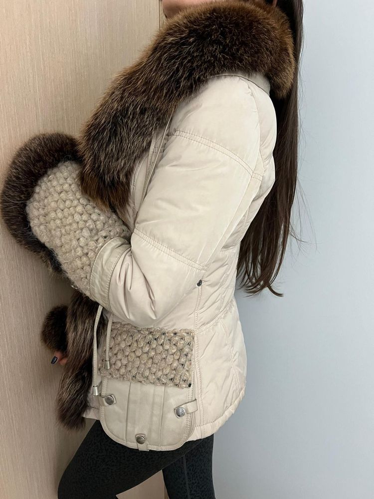 Зимно палто с естествен пух от лисица