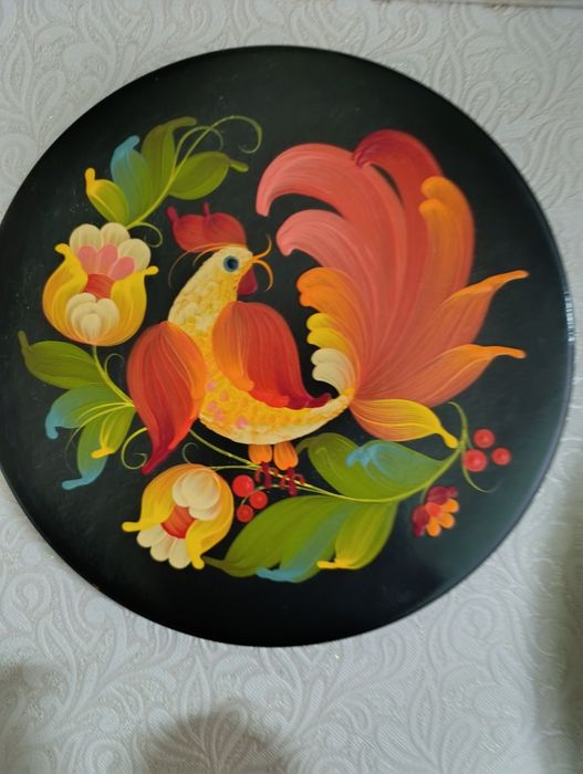 Тарелки деревянные настенные росписные