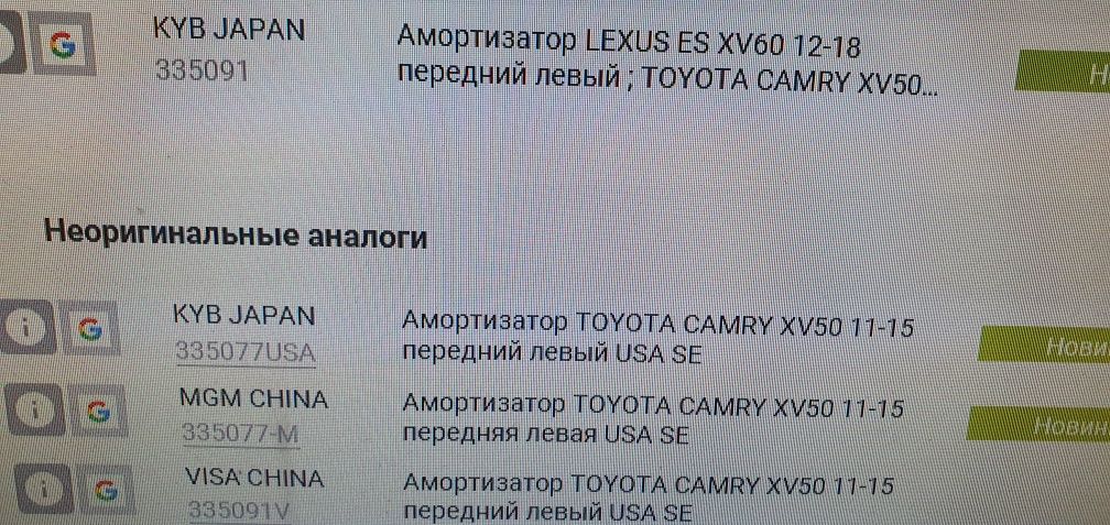 Амортизатор перед на Toyota Camry XV50 2011 USA фирма AKIKA