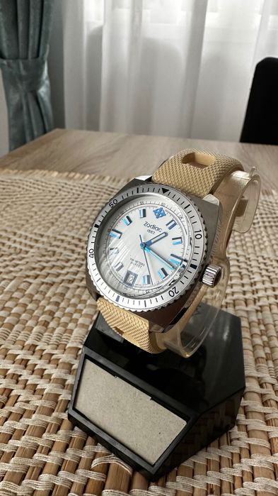 Zodiac Sea Dragon Blue zo2244 38mm foarte rar ceas de mana elvetian