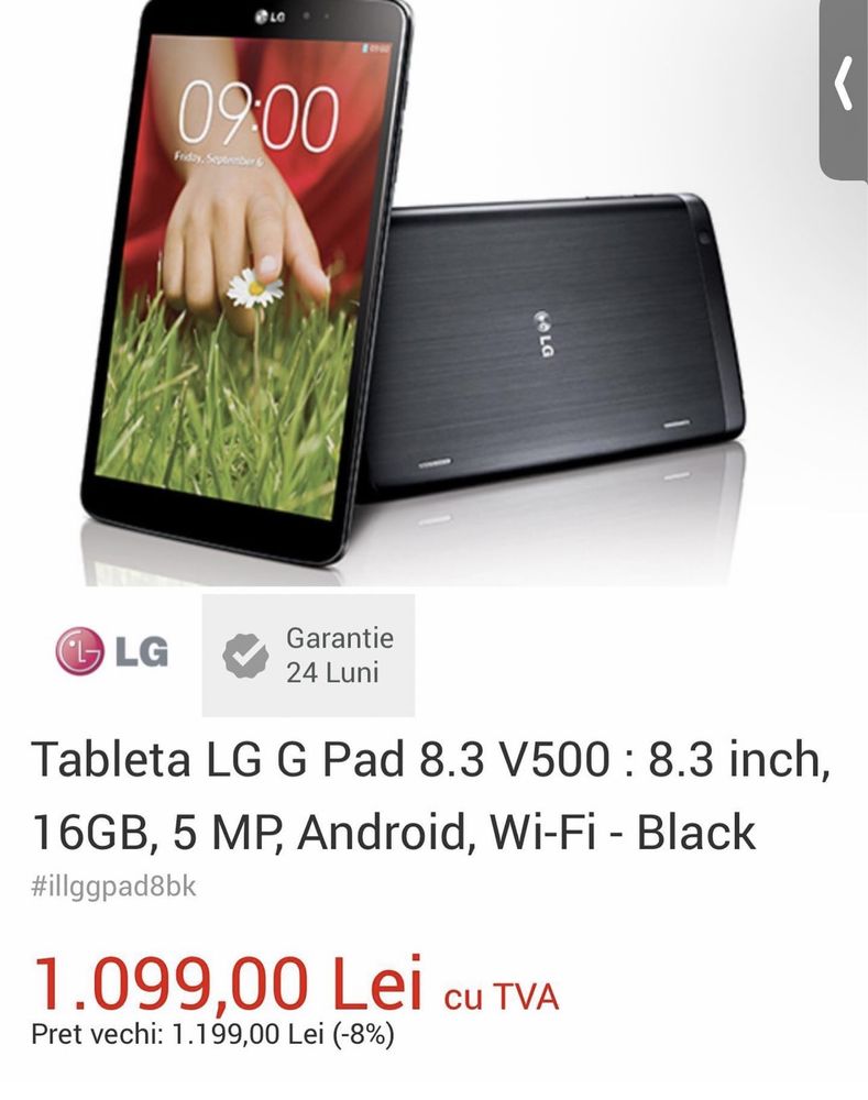 Tableta Lg Pad V500 16 GB
