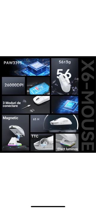 Mouse de gaming cu 26000 DPI RGB