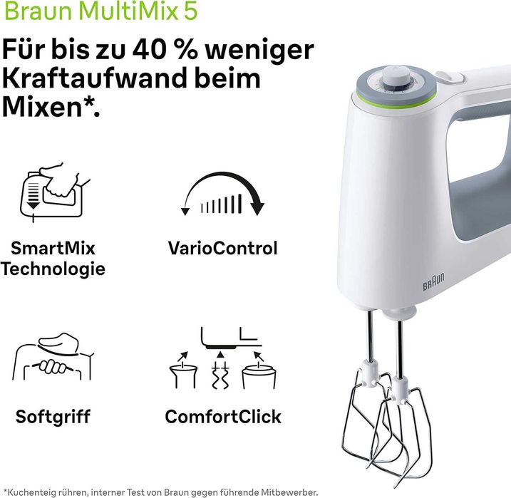 Ръчен миксер Braun MultiMix 5 HM5137WH, 750W, 9 скорости,Turbo