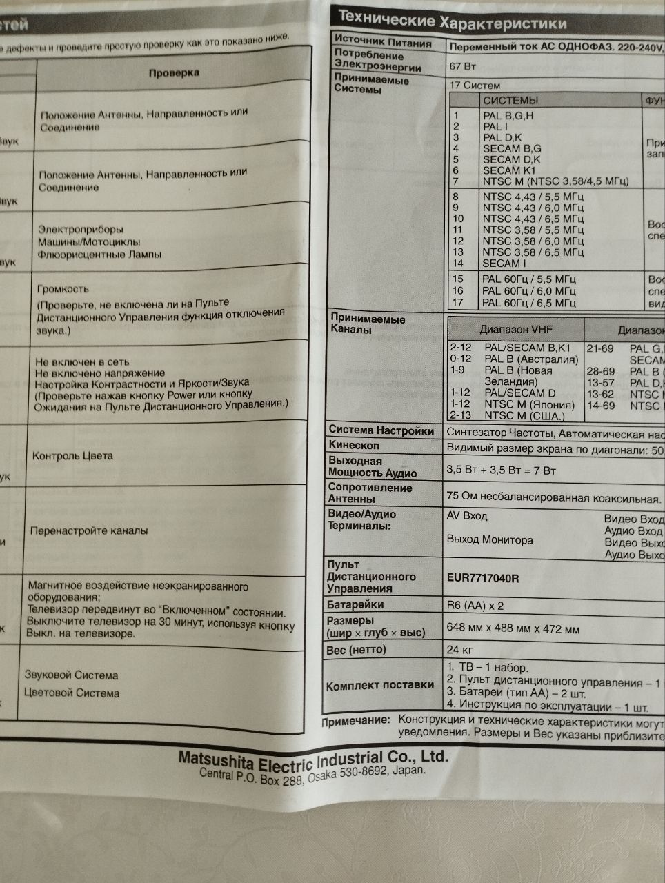 Телевизор Panasonic 54 диоганал. Японский.