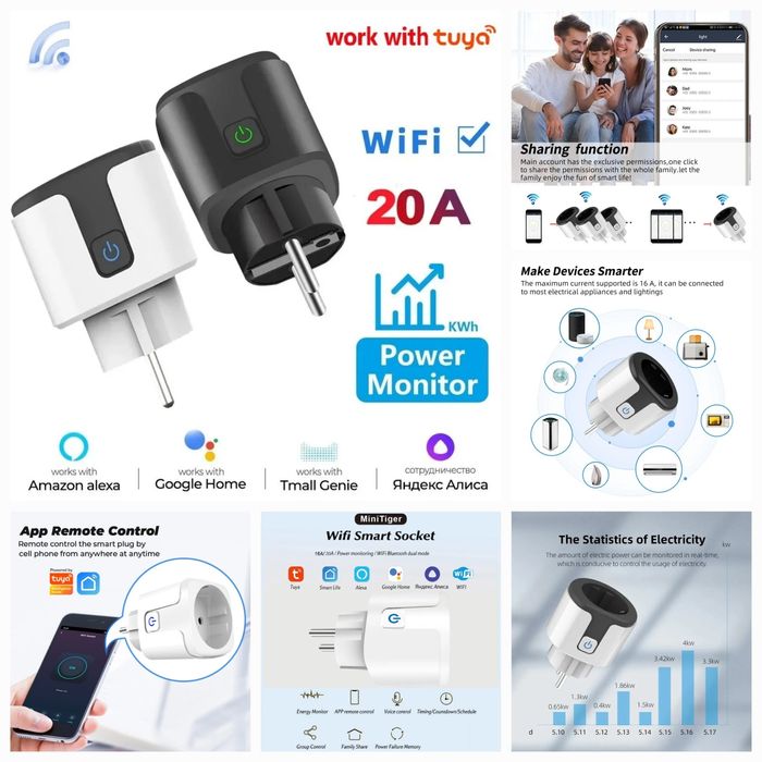 Wi-Fi Smart Plug 20A — Uyingizni to‘liq AQILLI boshqaruvga o‘tkazing!