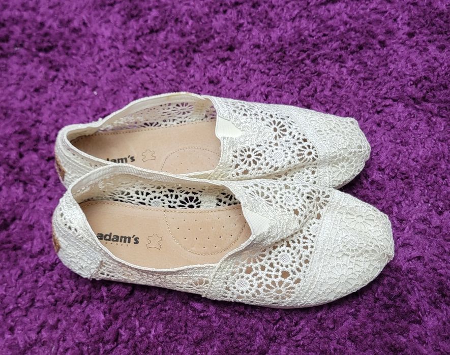 Espadrile din dantela ecru noi 39