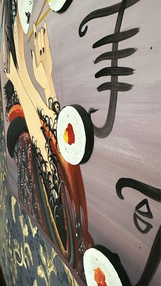 Картина деревянная Японка суши