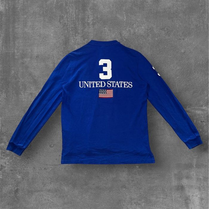 Ralph Lauren Blue USA Flag Polo Long Sleeve