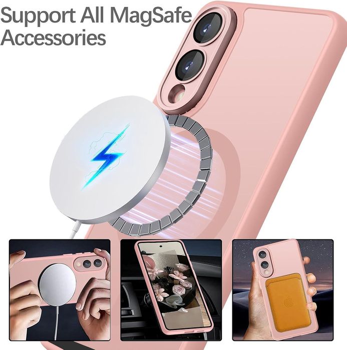 Матов magsafe кейс за samsung galaxy s25 edge - розов