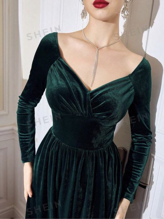 Rochie catifea verde