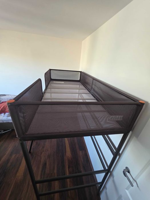 TUFFING Cadru pat supraetajat, gri închis, 90x200 cm