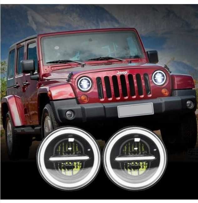 LED фар лампа халоген 12V-24V, 7500lm, 7 инча, 18см