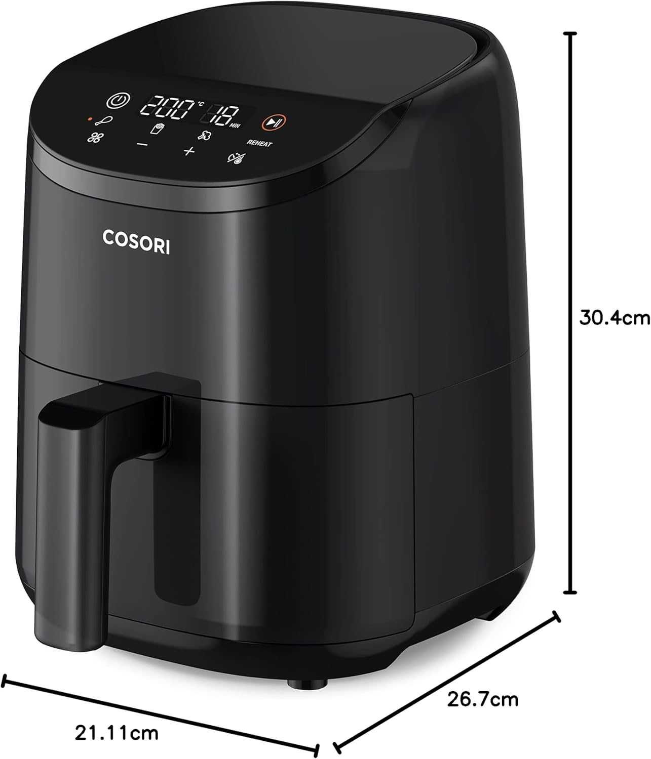 Air Fryer COSORI с горещ въздух 2л, 75-205C, 30 онлайн рецепти, 900W