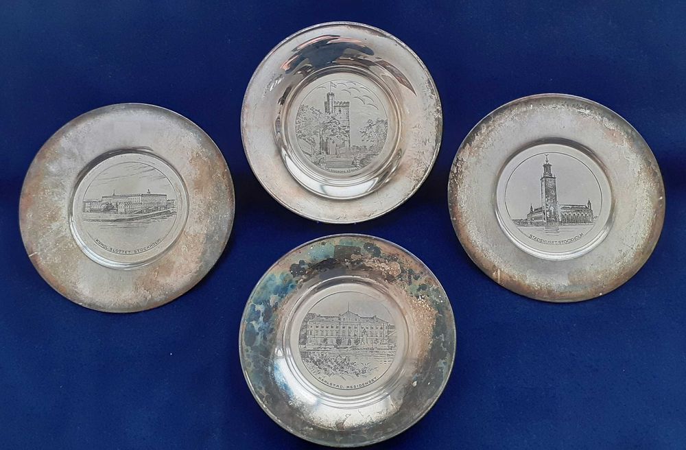 Винтидж Скандинавски сребърни чинии