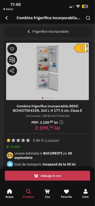 Frigider incorporabil beko