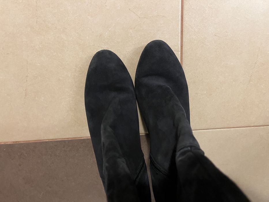 Ботуши от естествен велур тъмно сини и кафяви, номер 39