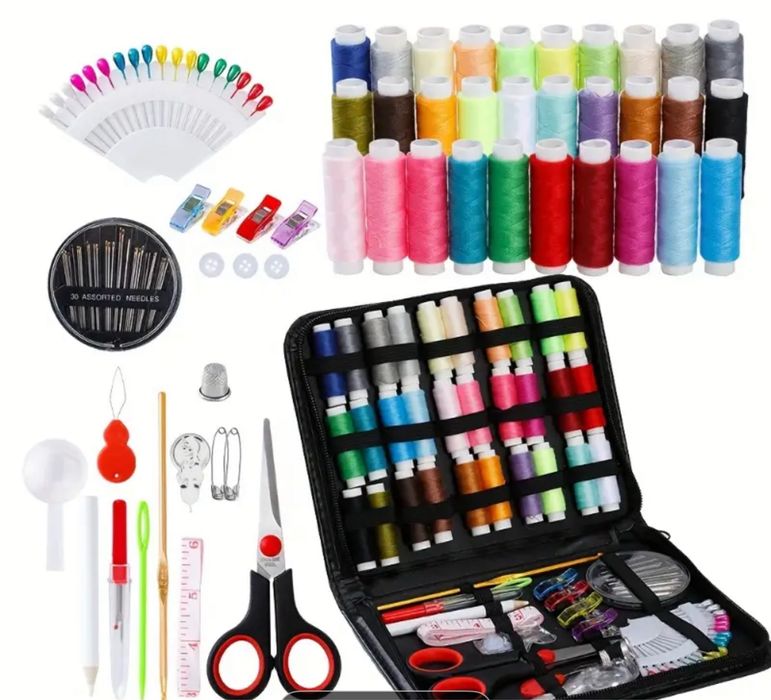 Set complet cusut portabil, 100+ accesorii, ideal acasa si travel