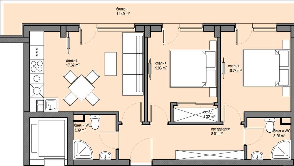 Продава се Тристаен апартамент в София, Красна поляна 2 - 88 кв.м за 1687 €/кв.м - Снимка #1