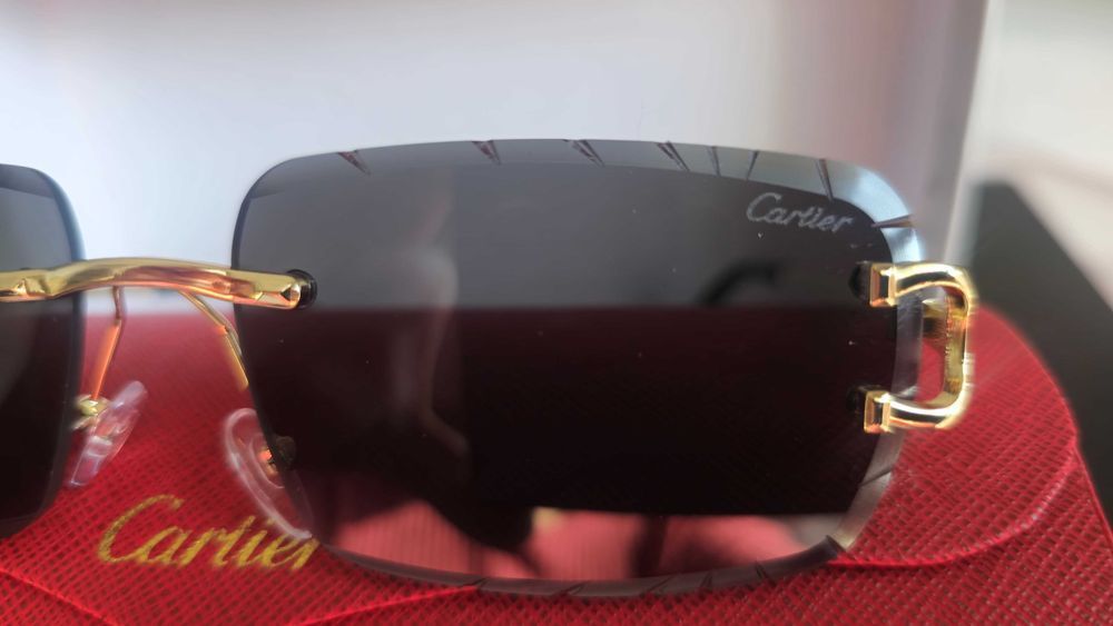 Pachet Ochelari de soare Cartier rimless Diamond Cut Black