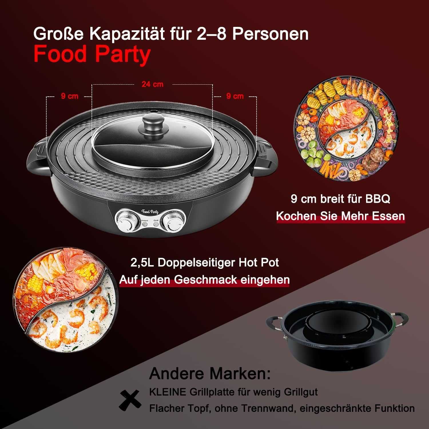 Грил/скара Food Party 2200 W,Гаранция