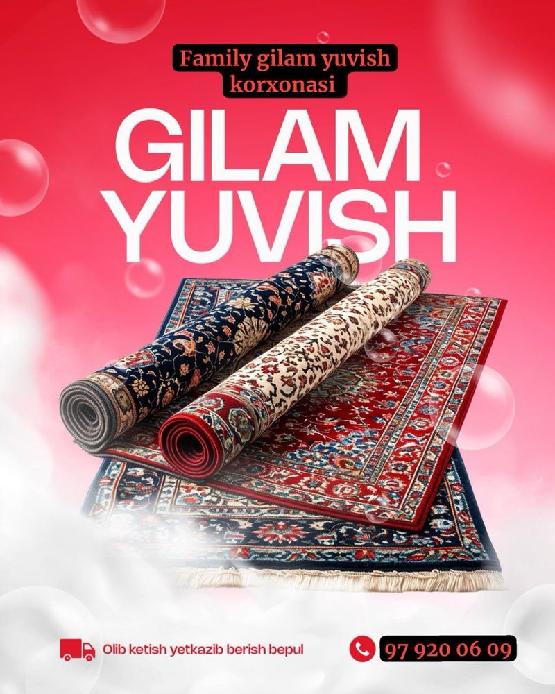 Gilam yuvish xizmati Family gilam yuvish Korxonasi