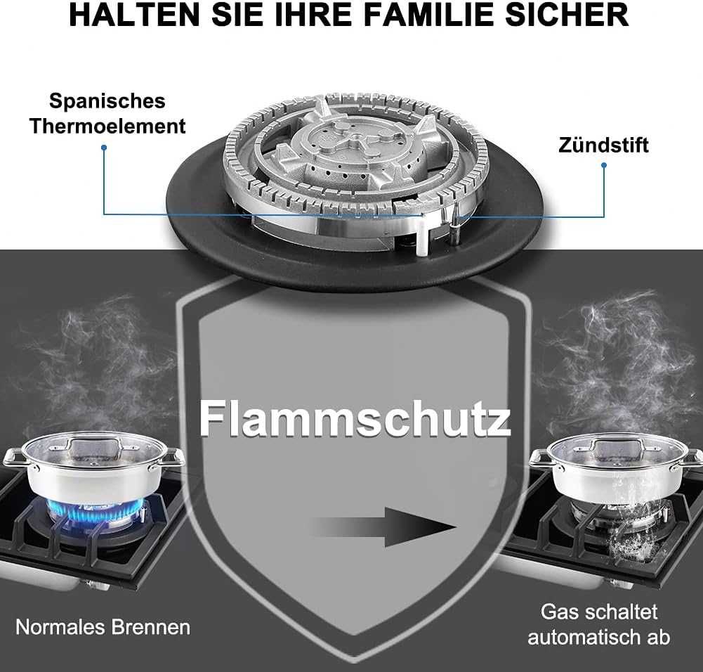 Стъклен газов котлон Thermomate GHBG604 4 зони