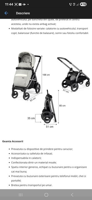 Vand Carucior 3 in 1 Peg Perego Book Plus 51S Titania Luxe, Luxe Pure,