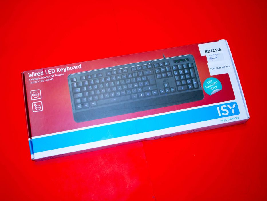 ISY IKE-5000-BE жична AZERTY клавиатура с LED подсветка USB нова