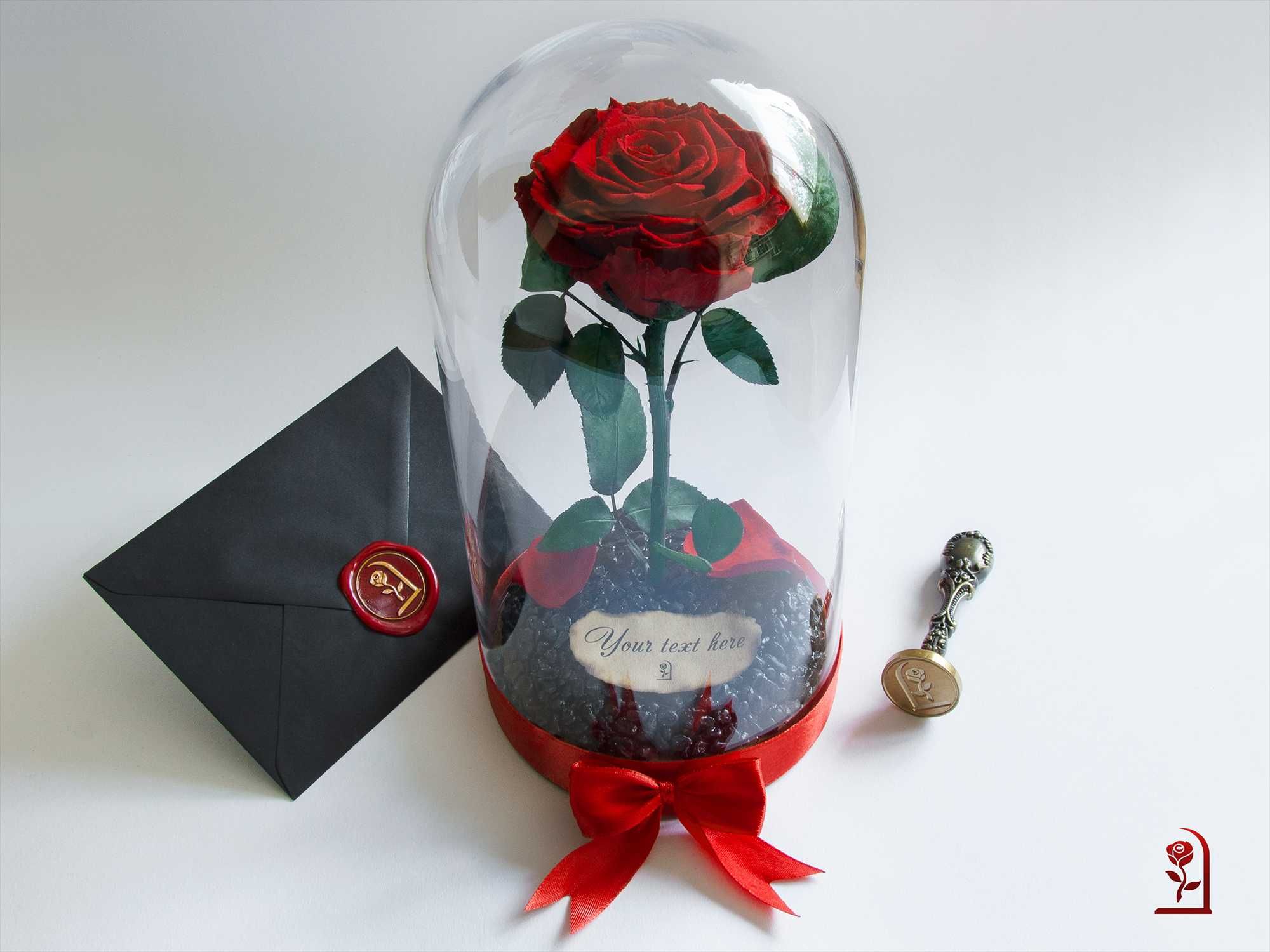 Естествена Вечна Роза в ГОЛЯМА Стъкленица / Интересен Подарък за Жена