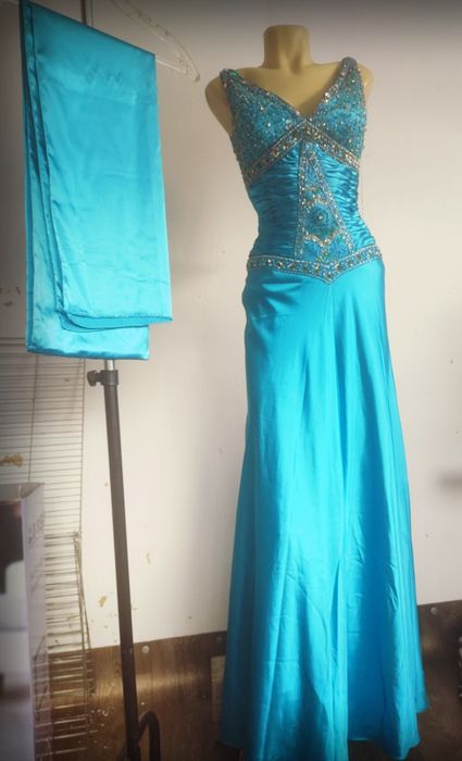 Superba rochie gala albastra eleganta S